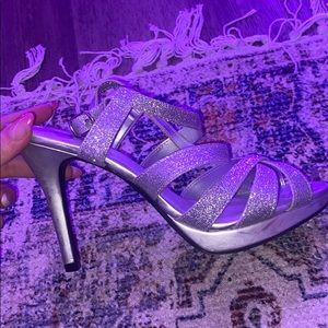 Silver glitter heels
